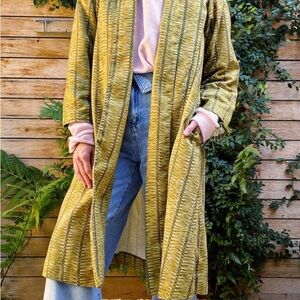 Shop Buru Swing Coat Knee Length - Chartreuse Cotton Twill size XS/S